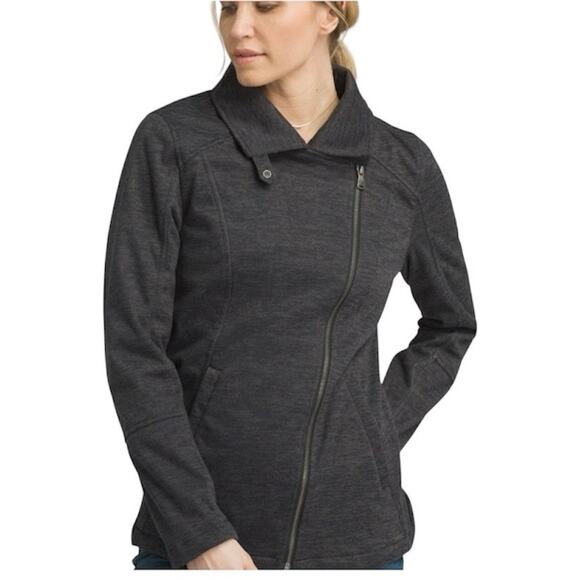 PrAna Marabelle Softshell Moto Jacket Heathered Gray Small - Picture 2 of 7